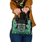 Aotearoa Ngati Awa Shoulder Handbag Maori Tribal Green Marble Paua Shell Pattern