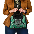 Aotearoa Ngati Awa Shoulder Handbag Maori Tribal Green Marble Paua Shell Pattern