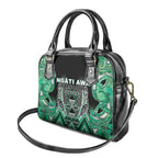 Aotearoa Ngati Awa Shoulder Handbag Maori Tribal Green Marble Paua Shell Pattern