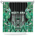 Aotearoa Ngati Awa Shower Curtain Maori Tribal Green Marble Paua Shell Pattern