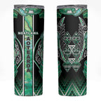 Aotearoa Ngati Awa Skinny Tumbler Maori Tribal Green Marble Paua Shell Pattern