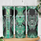 Aotearoa Ngati Awa Skinny Tumbler Maori Tribal Green Marble Paua Shell Pattern
