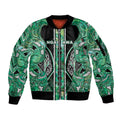 Aotearoa Ngati Awa Sleeve Zip Bomber Jacket Maori Tribal Green Marble Paua Shell Pattern