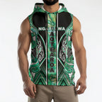 Aotearoa Ngati Awa Sleeveless Hoodie Maori Tribal Green Marble Paua Shell Pattern