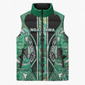 Aotearoa Ngati Awa Sleeveless Puffer Jacket Maori Tribal Green Marble Paua Shell Pattern