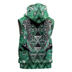 Aotearoa Ngati Awa Sleeveless Zip Hoodie Maori Tribal Green Marble Paua Shell Pattern