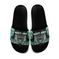 Aotearoa Ngati Awa Slide Sandals Maori Tribal Green Marble Paua Shell Pattern