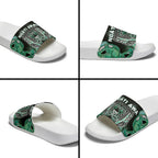 Aotearoa Ngati Awa Slide Sandals Maori Tribal Green Marble Paua Shell Pattern