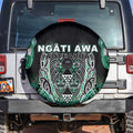 Aotearoa Ngati Awa Spare Tire Cover Maori Tribal Green Marble Paua Shell Pattern