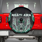 Aotearoa Ngati Awa Spare Tire Cover Maori Tribal Green Marble Paua Shell Pattern