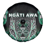 Aotearoa Ngati Awa Spare Tire Cover Maori Tribal Green Marble Paua Shell Pattern