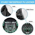 Aotearoa Ngati Awa Spare Tire Cover Maori Tribal Green Marble Paua Shell Pattern