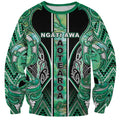 Aotearoa Ngati Awa Sweatshirt Maori Tribal Green Marble Paua Shell Pattern