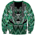 Aotearoa Ngati Awa Sweatshirt Maori Tribal Green Marble Paua Shell Pattern