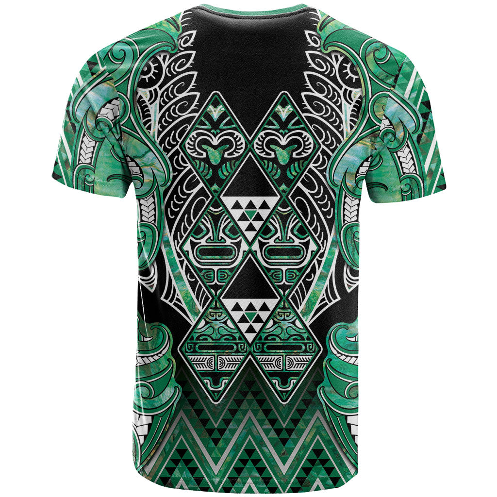 Aotearoa Ngati Awa T Shirt Maori Tribal Green Marble Paua Shell Pattern