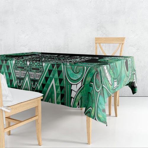 Aotearoa Ngati Awa Tablecloth Maori Tribal Green Marble Paua Shell Pattern