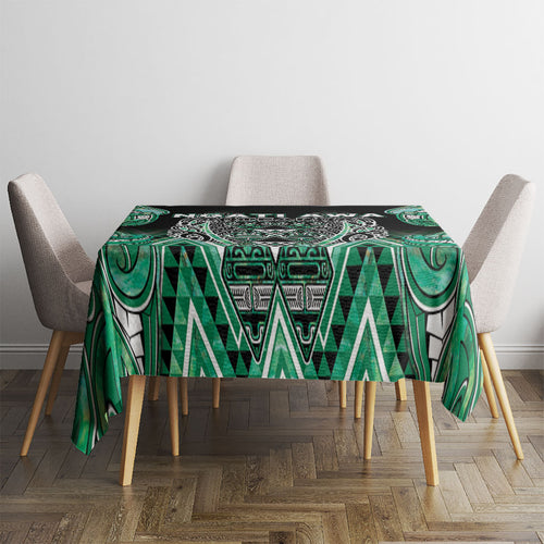 Aotearoa Ngati Awa Tablecloth Maori Tribal Green Marble Paua Shell Pattern