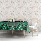 Aotearoa Ngati Awa Tablecloth Maori Tribal Green Marble Paua Shell Pattern
