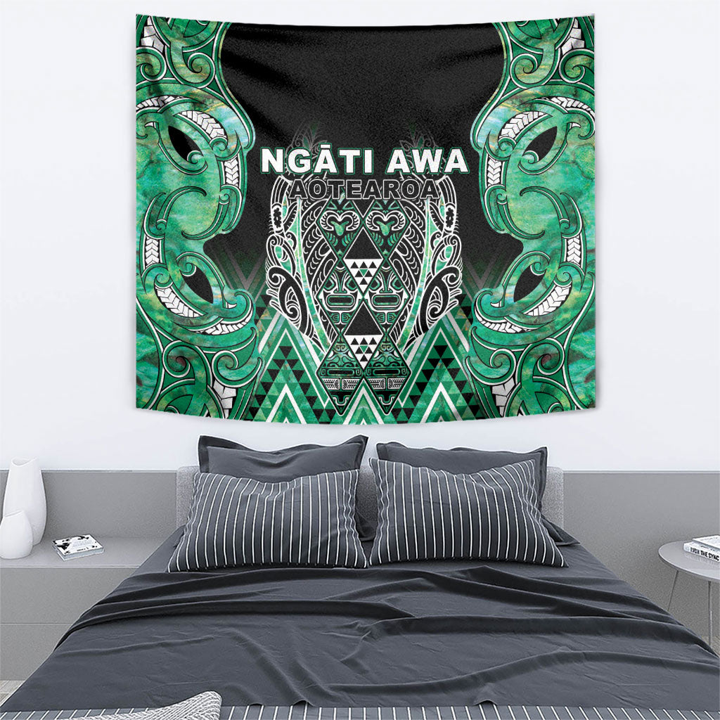 Aotearoa Ngati Awa Tapestry Maori Tribal Green Marble Paua Shell Pattern