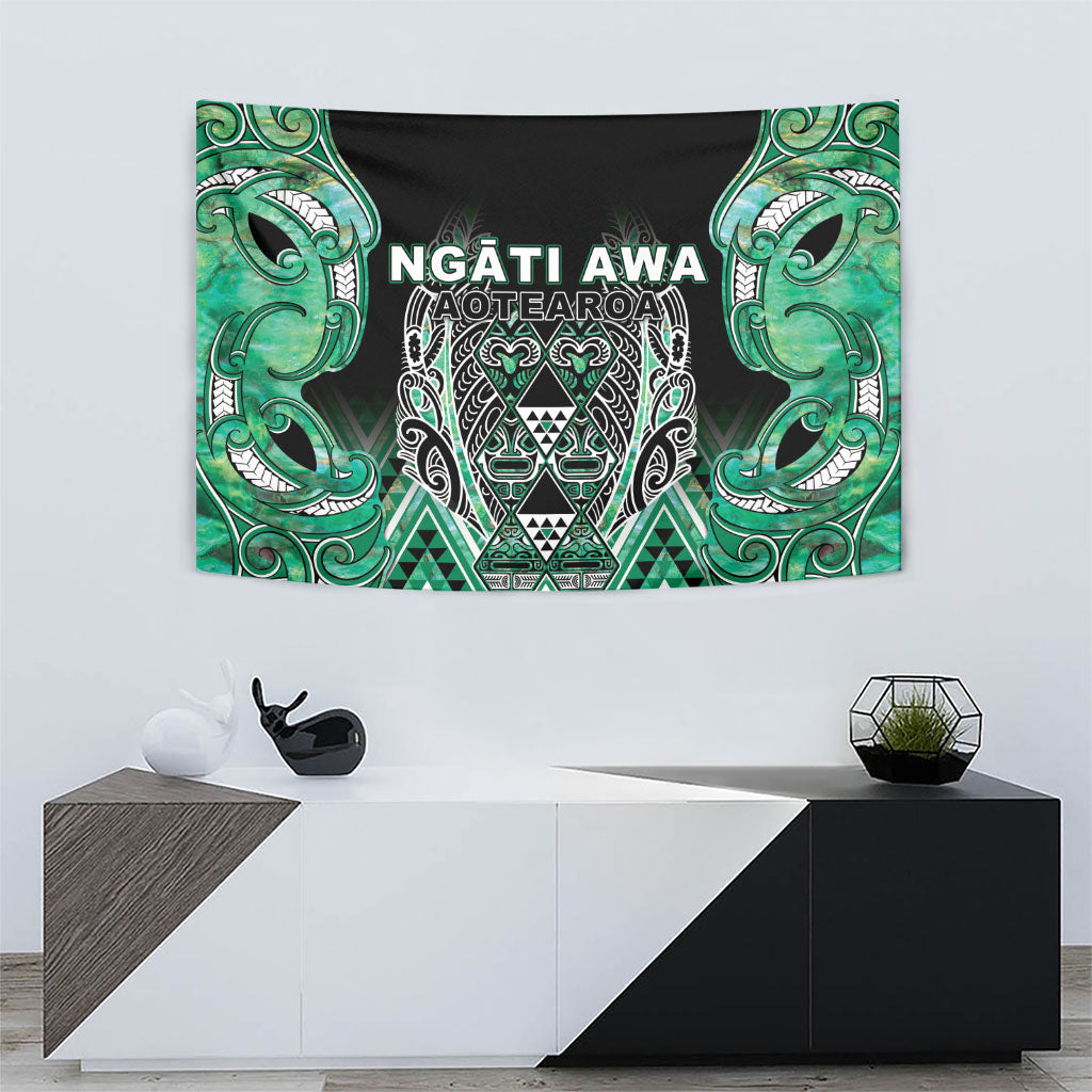 Aotearoa Ngati Awa Tapestry Maori Tribal Green Marble Paua Shell Pattern