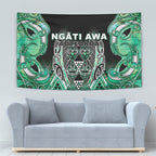 Aotearoa Ngati Awa Tapestry Maori Tribal Green Marble Paua Shell Pattern