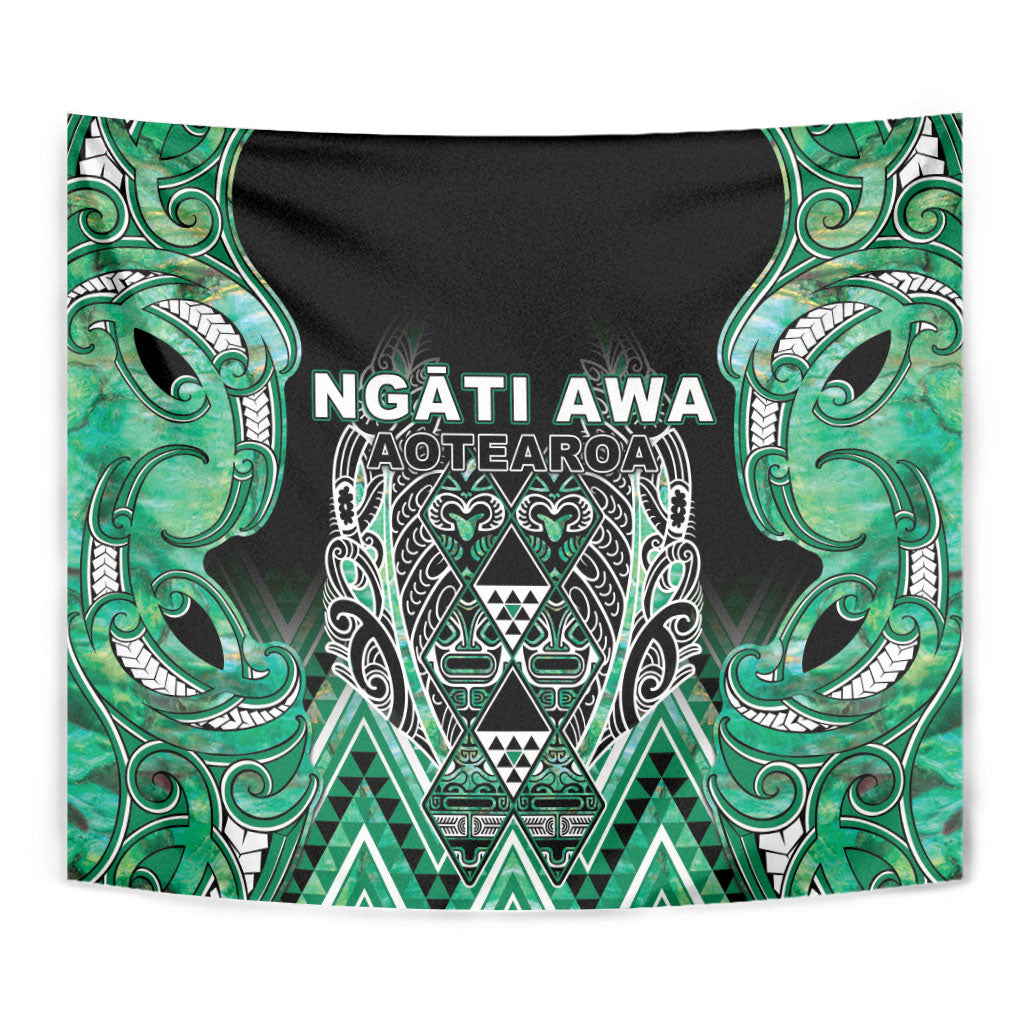 Aotearoa Ngati Awa Tapestry Maori Tribal Green Marble Paua Shell Pattern