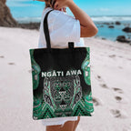Aotearoa Ngati Awa Tote Bag Maori Tribal Green Marble Paua Shell Pattern
