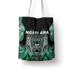Aotearoa Ngati Awa Tote Bag Maori Tribal Green Marble Paua Shell Pattern