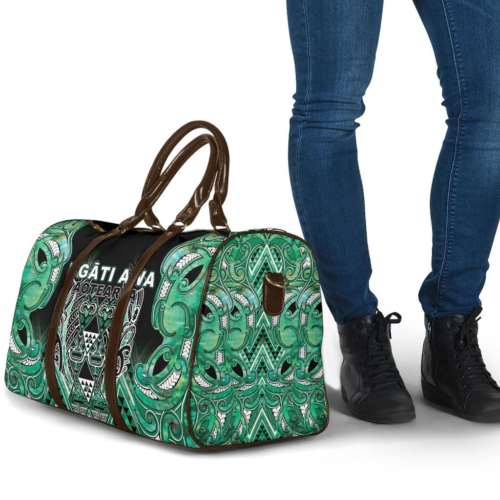 Aotearoa Ngati Awa Travel Bag Maori Tribal Green Marble Paua Shell Pattern