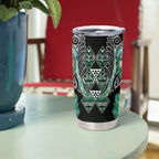 Aotearoa Ngati Awa Tumbler Cup Maori Tribal Green Marble Paua Shell Pattern