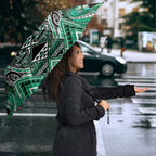 Aotearoa Ngati Awa Umbrella Maori Tribal Green Marble Paua Shell Pattern