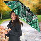 Aotearoa Ngati Awa Umbrella Maori Tribal Green Marble Paua Shell Pattern