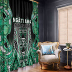 Aotearoa Ngati Awa Window Curtain Maori Tribal Green Marble Paua Shell Pattern