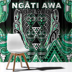 Aotearoa Ngati Awa Window Curtain Maori Tribal Green Marble Paua Shell Pattern