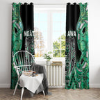 Aotearoa Ngati Awa Window Curtain Maori Tribal Green Marble Paua Shell Pattern