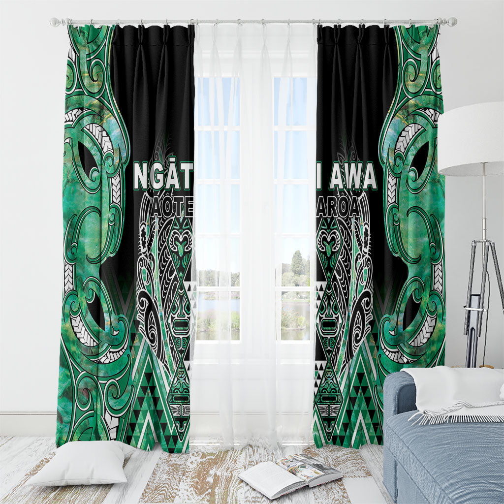 Aotearoa Ngati Awa Window Curtain Maori Tribal Green Marble Paua Shell Pattern