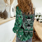 Aotearoa Ngati Awa Women Casual Shirt Maori Tribal Green Marble Paua Shell Pattern