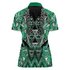 Aotearoa Ngati Awa Women Polo Shirt Maori Tribal Green Marble Paua Shell Pattern