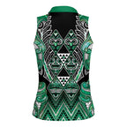 Aotearoa Ngati Awa Women Sleeveless Polo Shirt Maori Tribal Green Marble Paua Shell Pattern