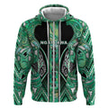 Aotearoa Ngati Awa Zip Hoodie Maori Tribal Green Marble Paua Shell Pattern