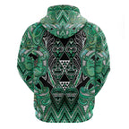 Aotearoa Ngati Awa Zip Hoodie Maori Tribal Green Marble Paua Shell Pattern