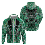 Aotearoa Ngati Awa Zip Hoodie Maori Tribal Green Marble Paua Shell Pattern
