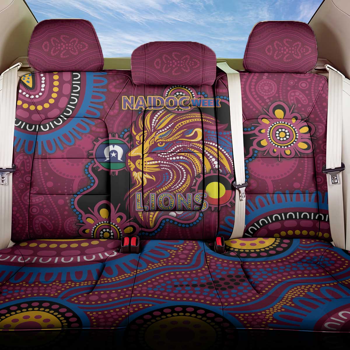 NAIDOC Week Brisbane Lions Back Car Seat Cover Australian Aboriginal Art