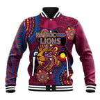 Custom NAIDOC Week Brisbane Lions Baseball Jacket Australian Aboriginal Art