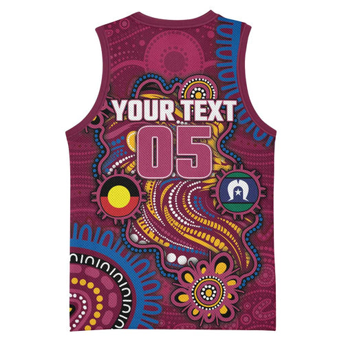 Custom NAIDOC Week Brisbane Lions Basketball Jersey Australian Aboriginal Art