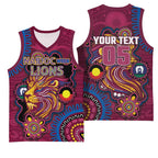 Custom NAIDOC Week Brisbane Lions Basketball Jersey Australian Aboriginal Art