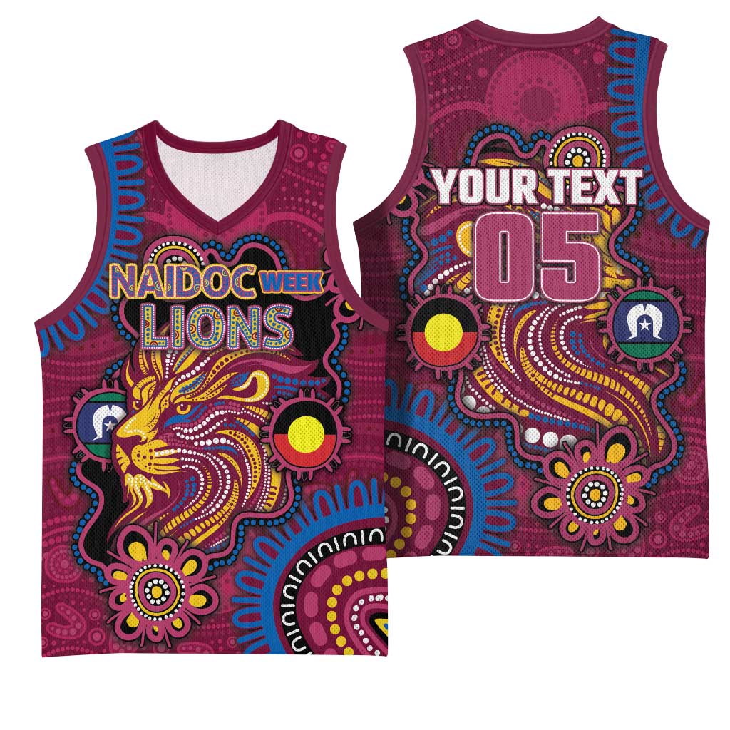 Custom NAIDOC Week Brisbane Lions Basketball Jersey Australian Aboriginal Art