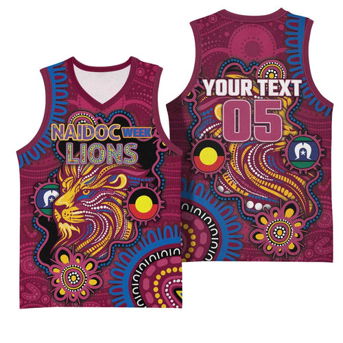 Custom NAIDOC Week Brisbane Lions Basketball Jersey Australian Aboriginal Art