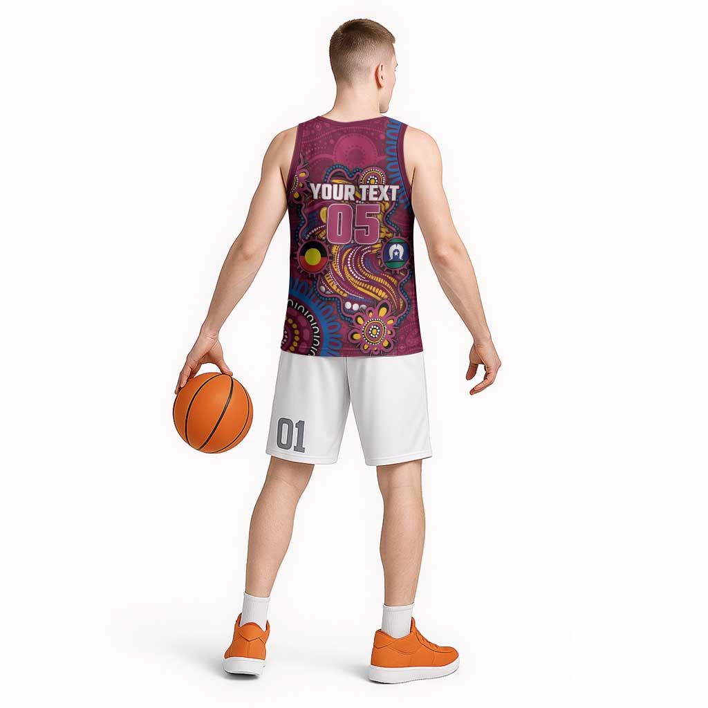 Custom NAIDOC Week Brisbane Lions Basketball Jersey Australian Aboriginal Art