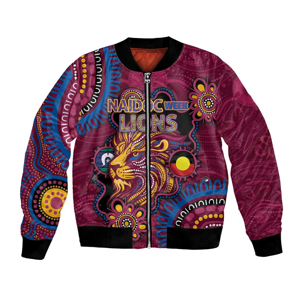 Custom NAIDOC Week Brisbane Lions Bomber Jacket Australian Aboriginal Art